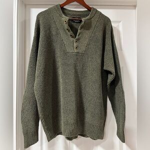 Vintage RedHead Knit 1/4 Button Knit Sweater Size XLT Army Green